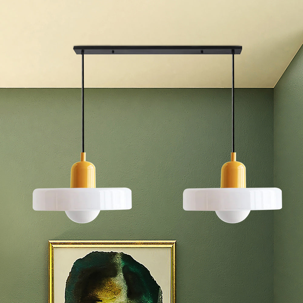Hanglamp Bauhaus Modern met Twee Glazen Kappen en Verstelbare Hoogte