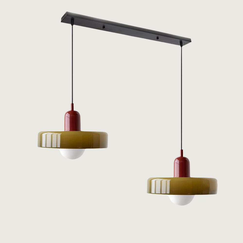 Hanglamp Bauhaus Modern met Twee Glazen Kappen en Verstelbare Hoogte
