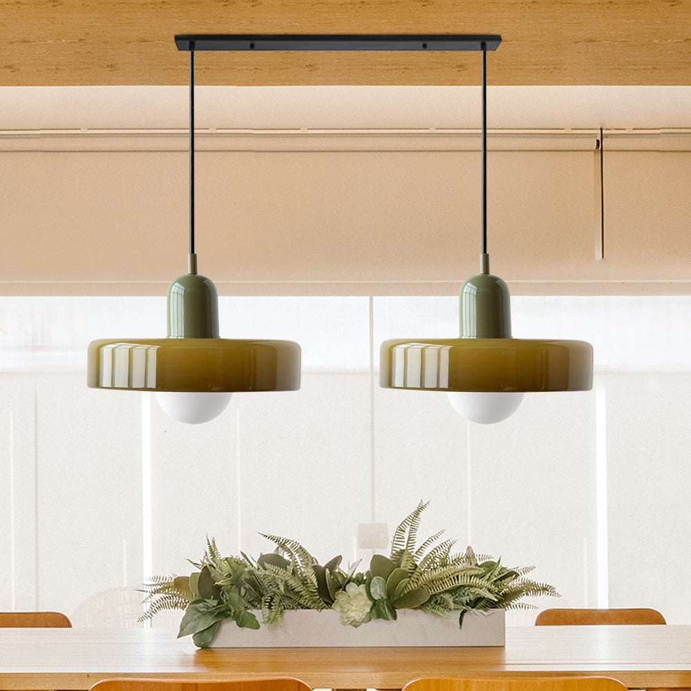 Hanglamp Bauhaus Modern met Twee Glazen Kappen en Verstelbare Hoogte