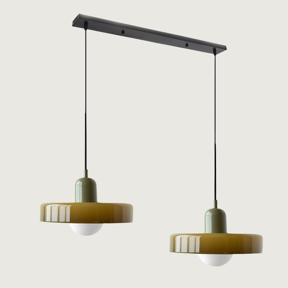 Hanglamp Bauhaus Modern met Twee Glazen Kappen en Verstelbare Hoogte