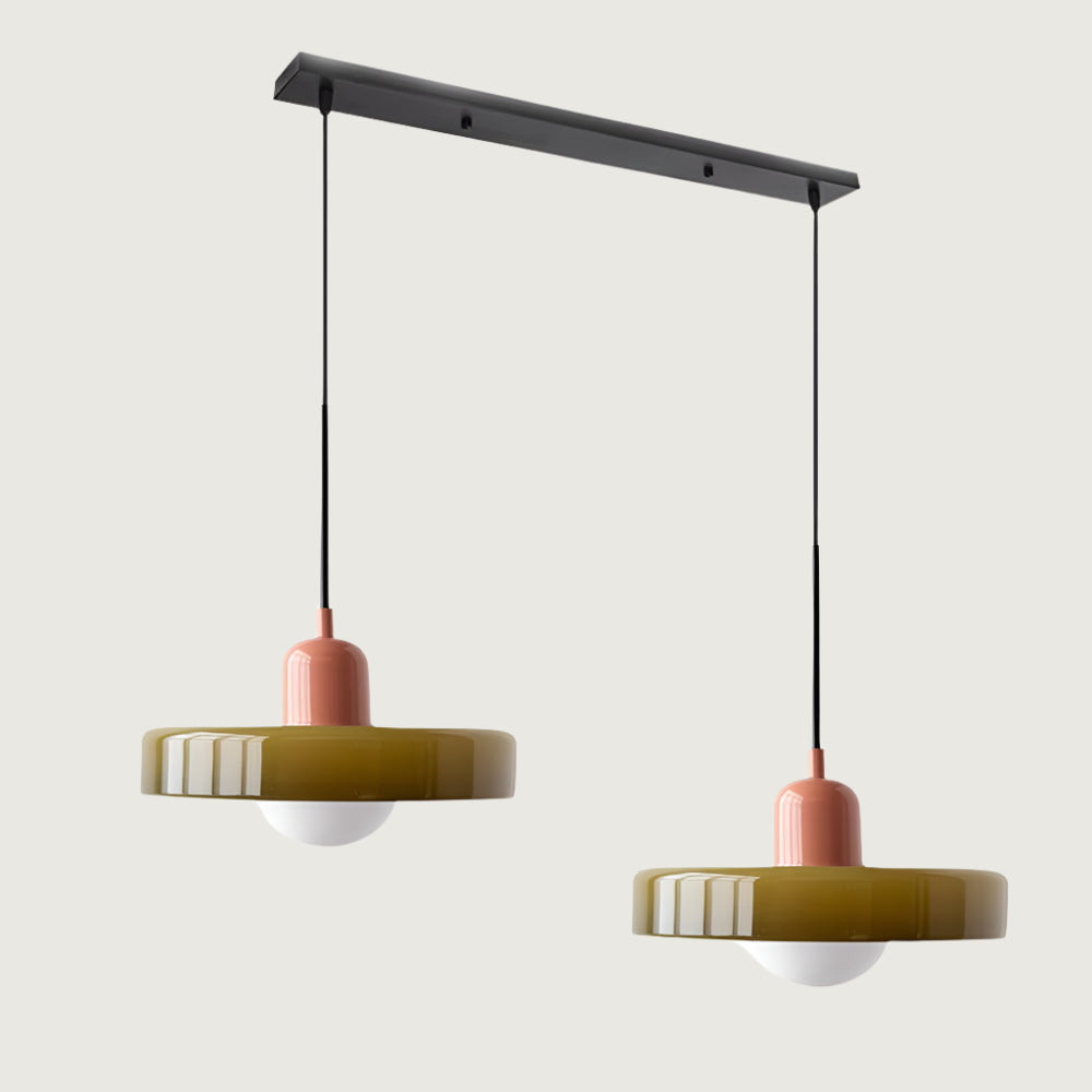 Hanglamp Bauhaus Modern met Twee Glazen Kappen en Verstelbare Hoogte