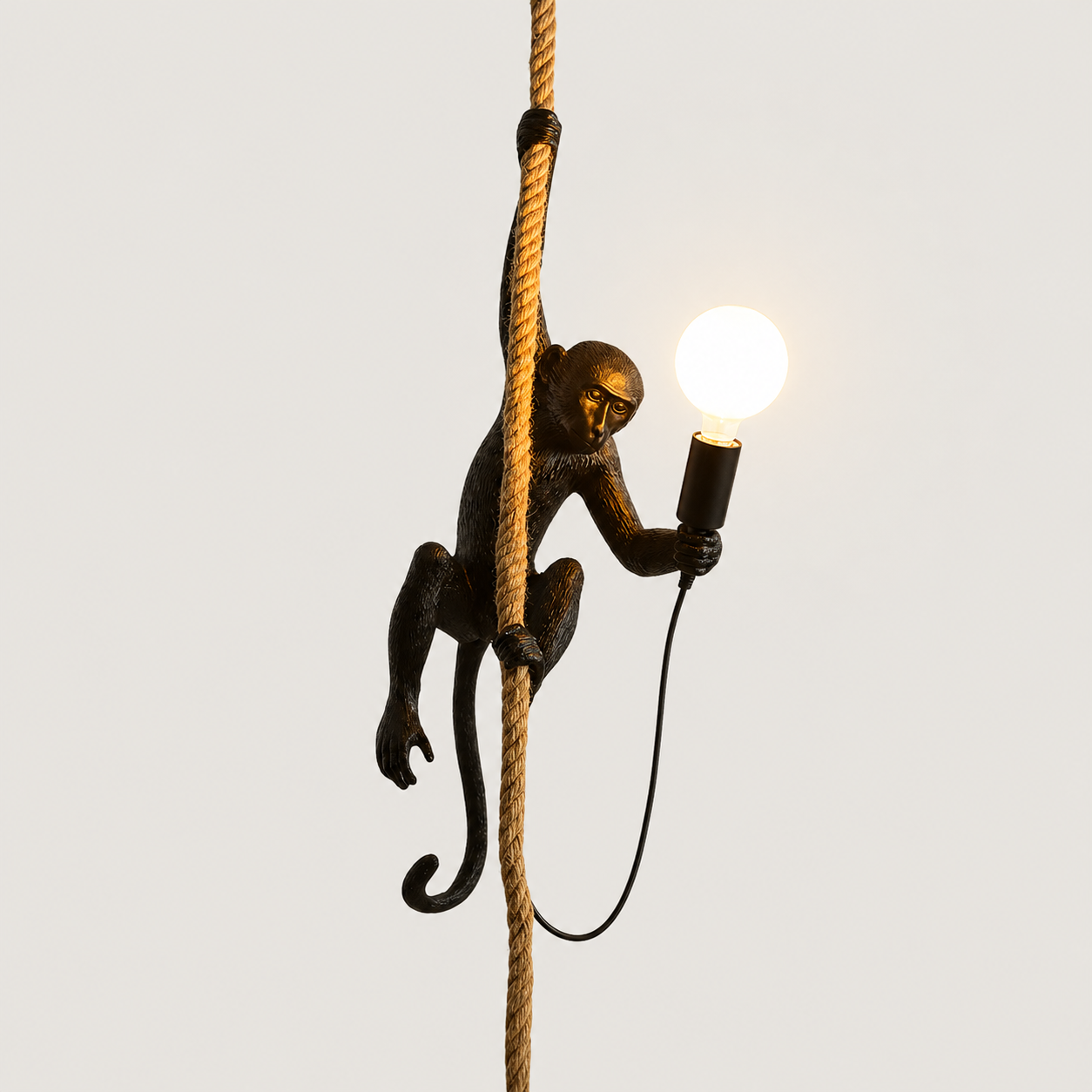 Hanglamp Bohemian Aap met Touwkabel en Decoratieve Figuur