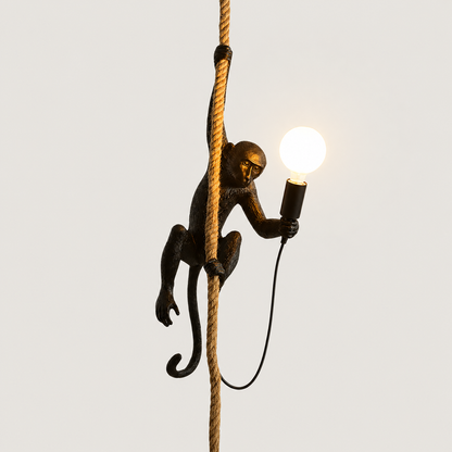 Hanglamp Bohemian Aap met Touwkabel en Decoratieve Figuur