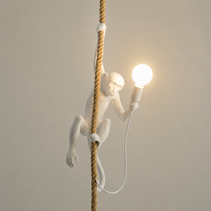 Hanglamp Bohemian Aap met Touwkabel en Decoratieve Figuur