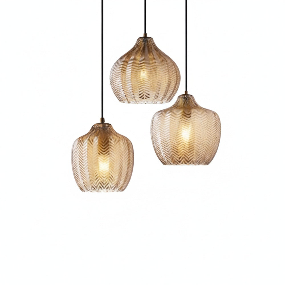 Hanglamp Bohemian met Gestructureerd Glazen Kap en Visgraatpatroon