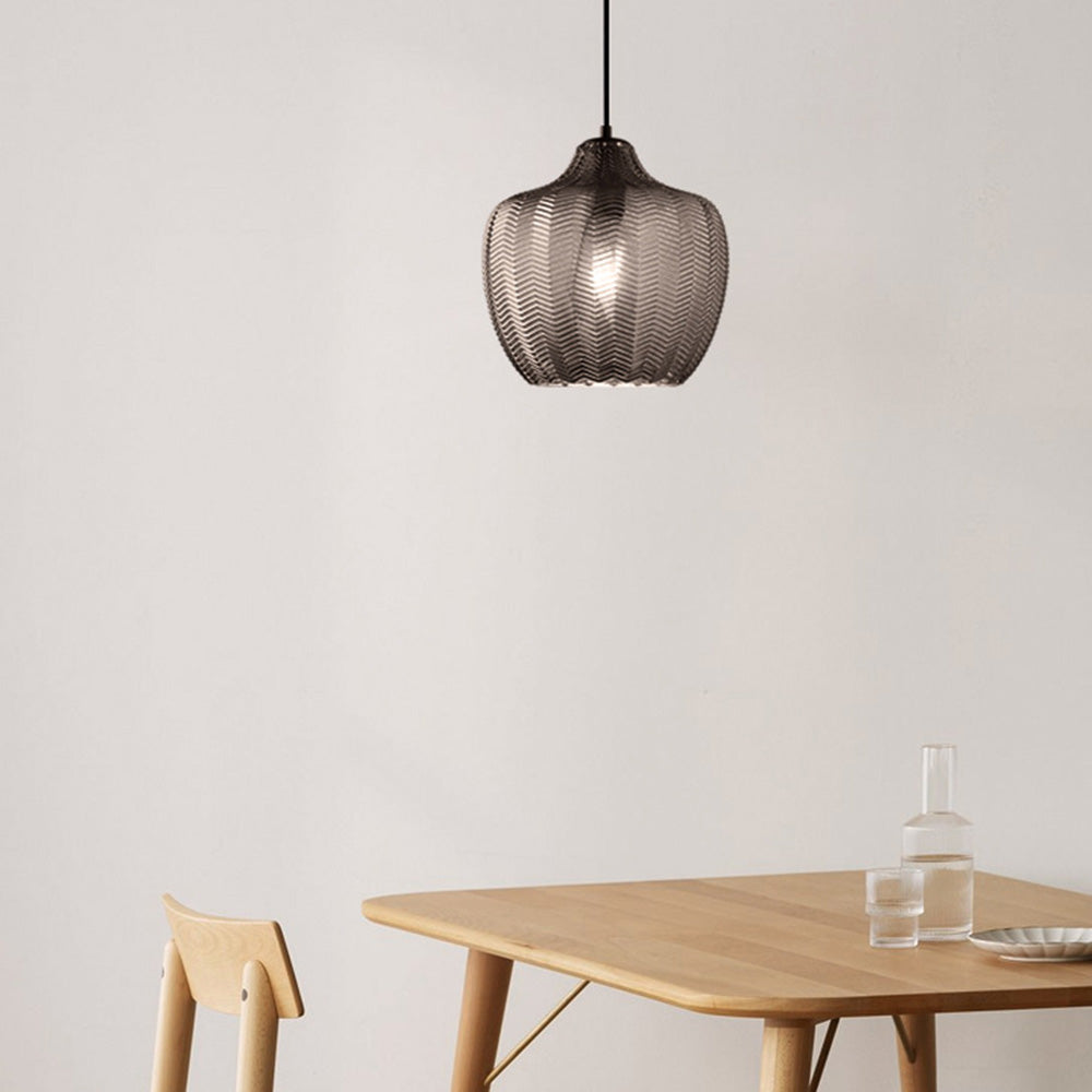 Hanglamp Bohemian met Gestructureerd Glazen Kap en Visgraatpatroon