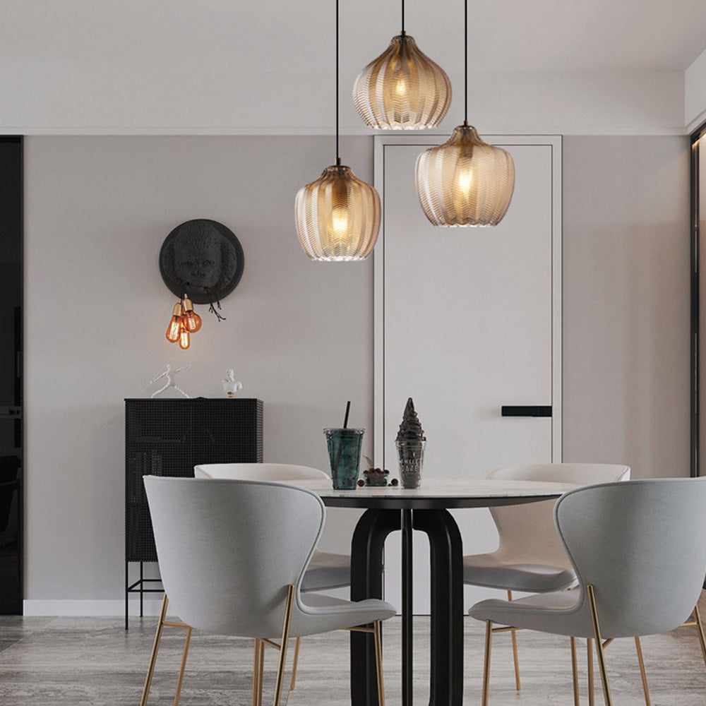 Hanglamp Bohemian met Gestructureerd Glazen Kap en Visgraatpatroon