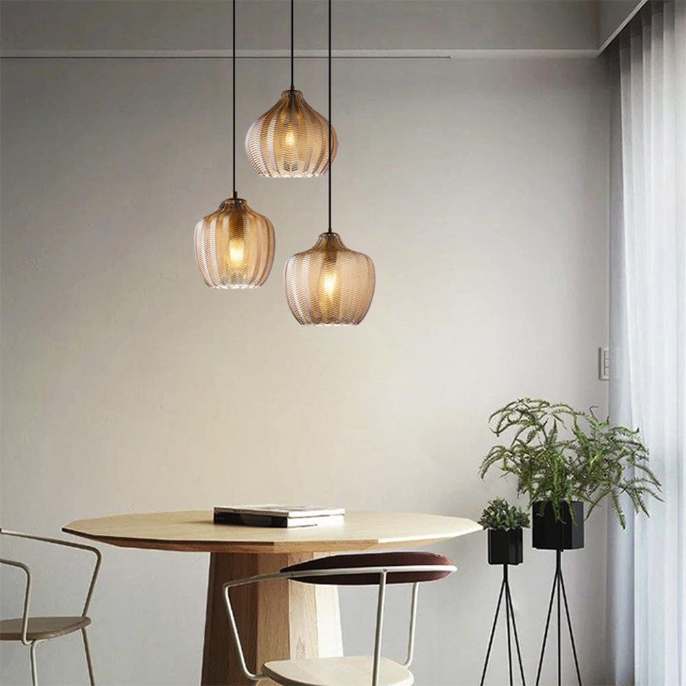 Hanglamp Bohemian met Gestructureerd Glazen Kap en Visgraatpatroon