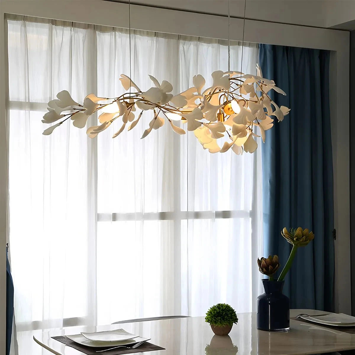 Hanglamp Bohemian met Ginkgo Bladeren en Verstelbare Hoogte