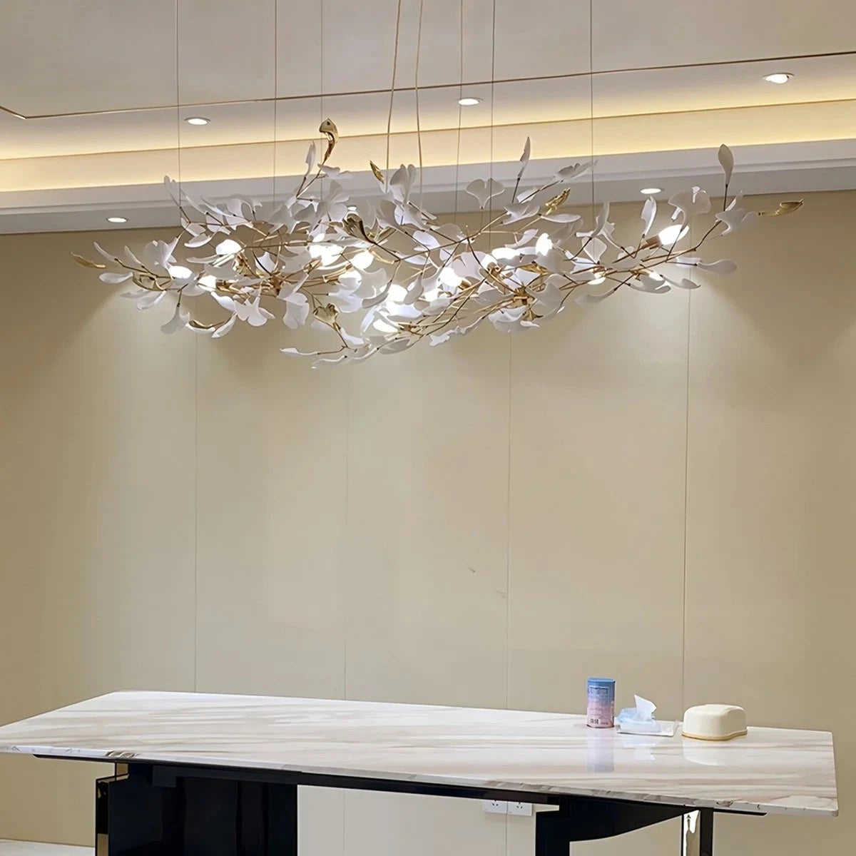 Hanglamp Bohemian met Ginkgo Bladeren en Verstelbare Hoogte