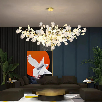Hanglamp Bohemian met Ginkgo Bladeren en Verstelbare Hoogte