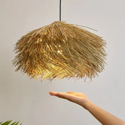 Hanglamp Bohemian met Naturel Stro Kap en Warme Lichtsfeer