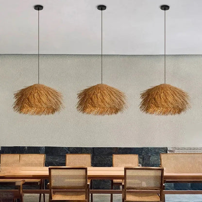 Hanglamp Bohemian met Naturel Stro Kap en Warme Lichtsfeer