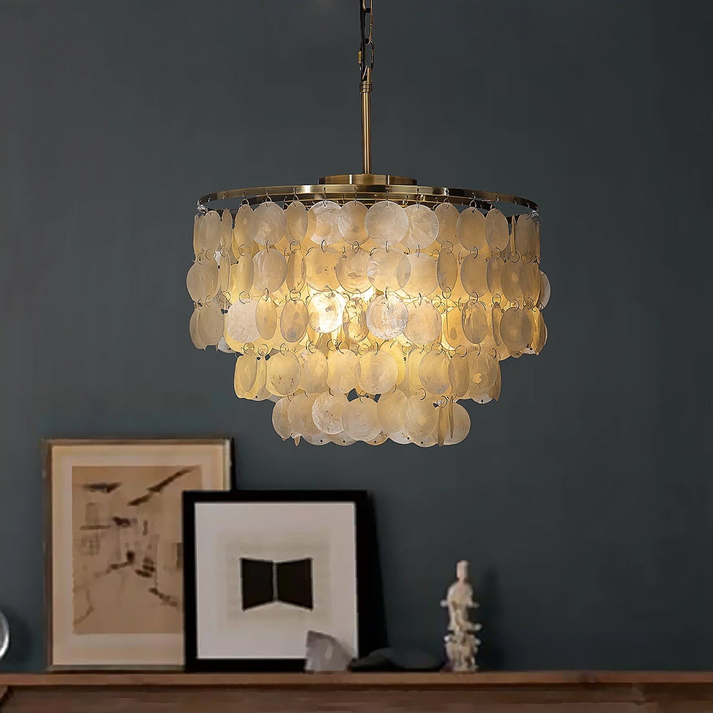 Hanglamp Bohemian met Schelpenringen en Verstelbare Hoogte