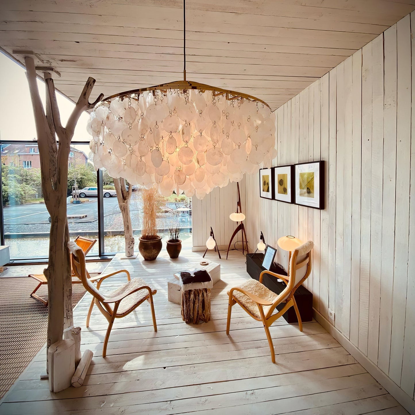 Hanglamp Bohemian met Schelpenringen en Verstelbare Hoogte