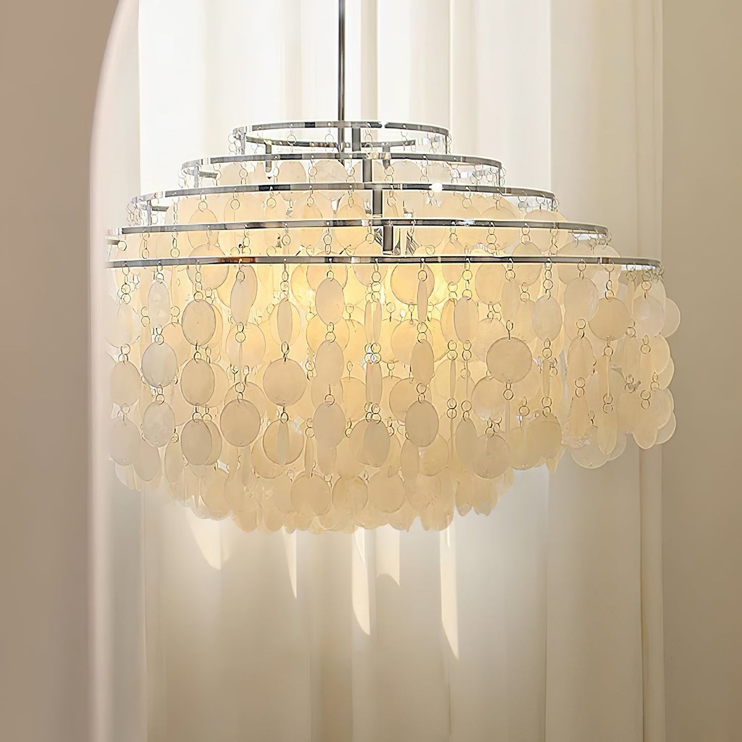 Hanglamp Bohemian met Schelpenringen en Verstelbare Hoogte