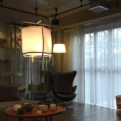 Hanglamp Bohemian met Stoffen Kap en Bamboe Frame
