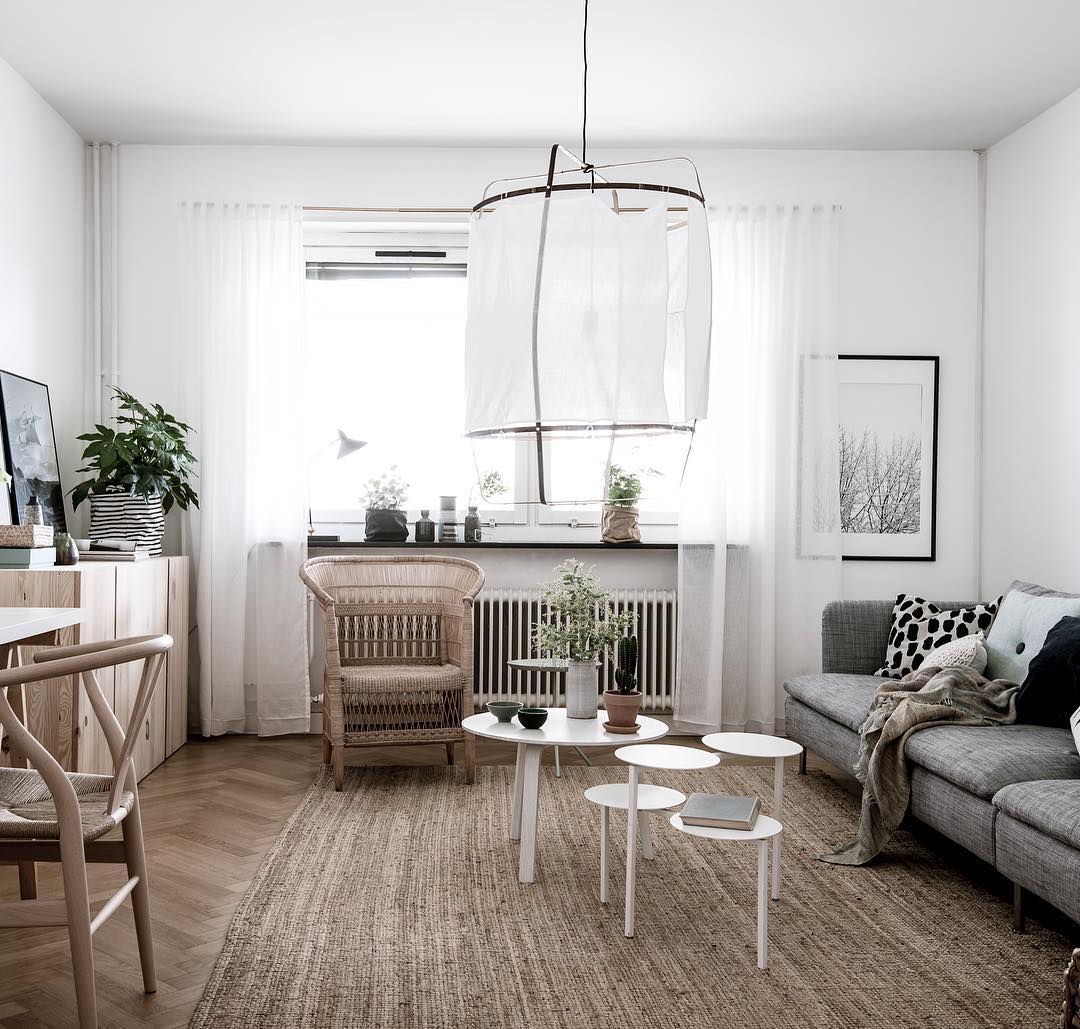Hanglamp Bohemian met Stoffen Kap en Bamboe Frame