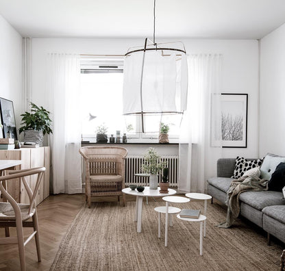 Hanglamp Bohemian met Stoffen Kap en Bamboe Frame