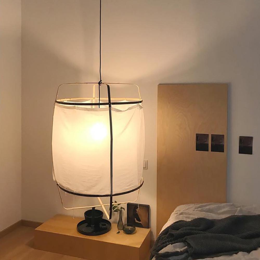 Hanglamp Bohemian met Stoffen Kap en Bamboe Frame