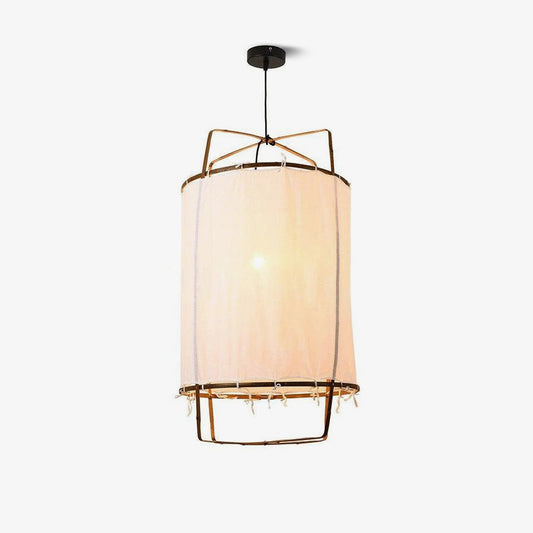 Hanglamp Bohemian met Stoffen Kap en Bamboe Frame