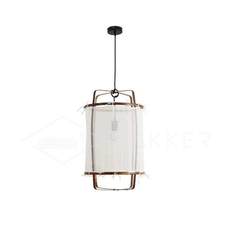 Hanglamp Bohemian met Stoffen Kap en Bamboe Frame