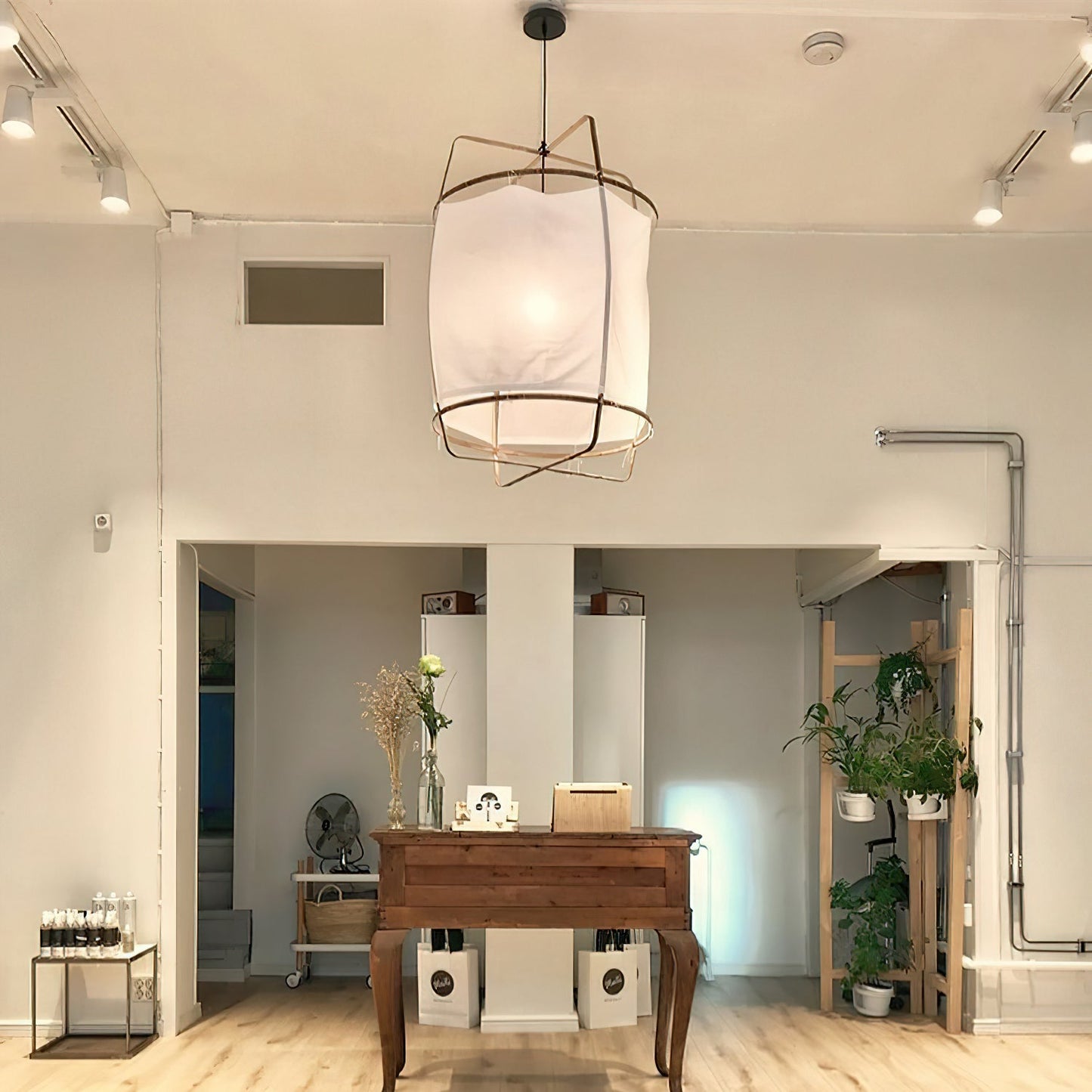 Hanglamp Bohemian met Stoffen Kap en Bamboe Frame
