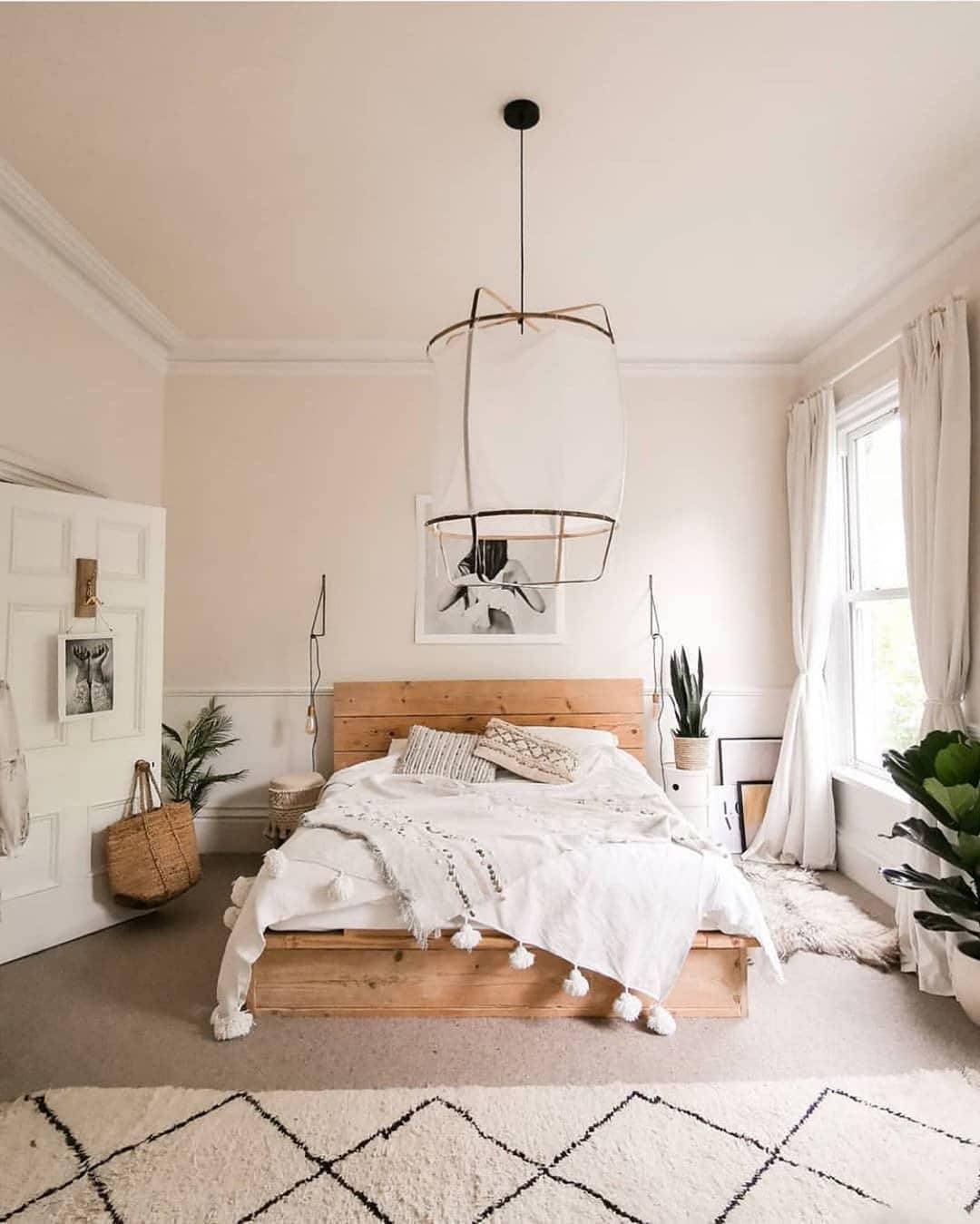 Hanglamp Bohemian met Stoffen Kap en Bamboe Frame