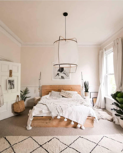 Hanglamp Bohemian met Stoffen Kap en Bamboe Frame