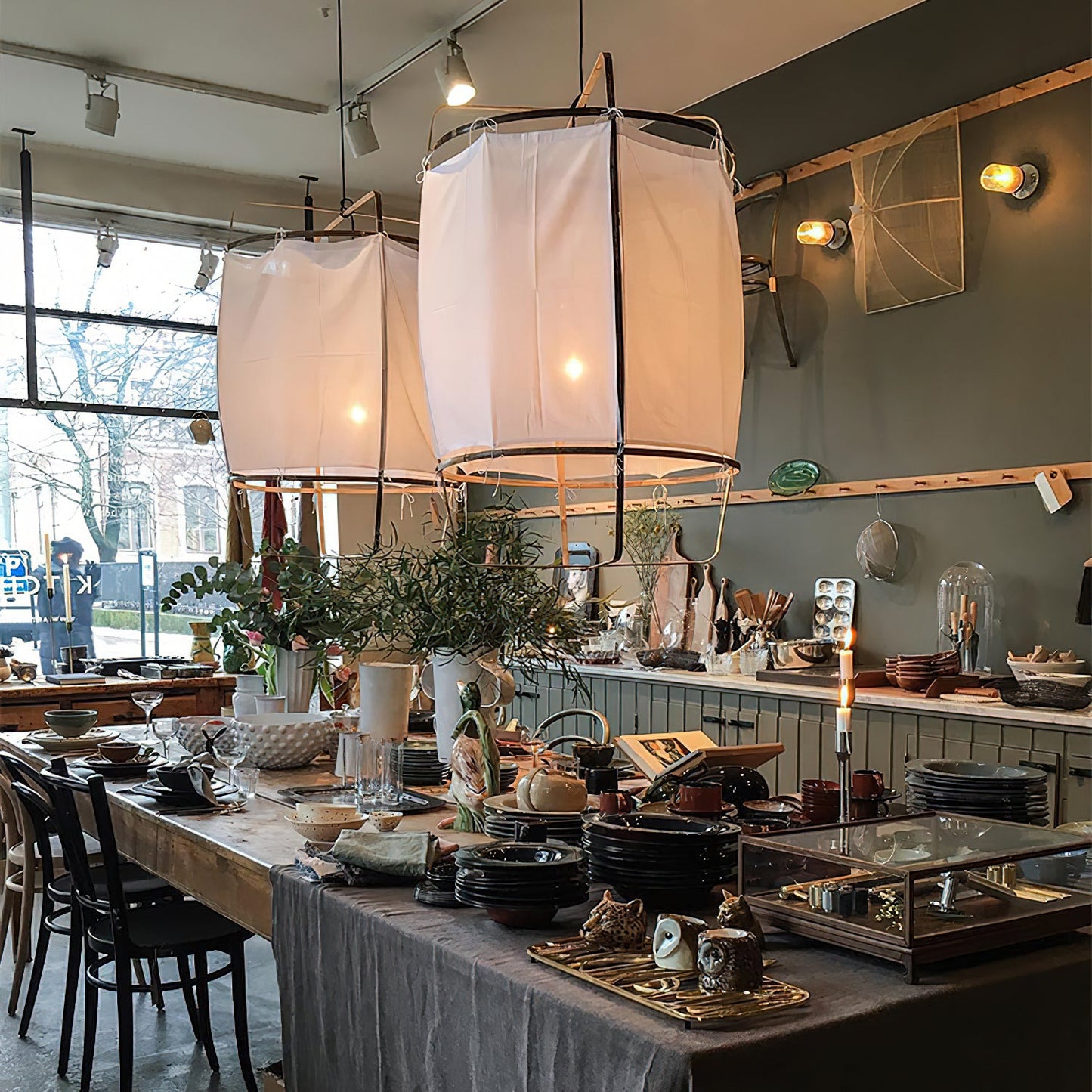 Hanglamp Bohemian met Stoffen Kap en Bamboe Frame