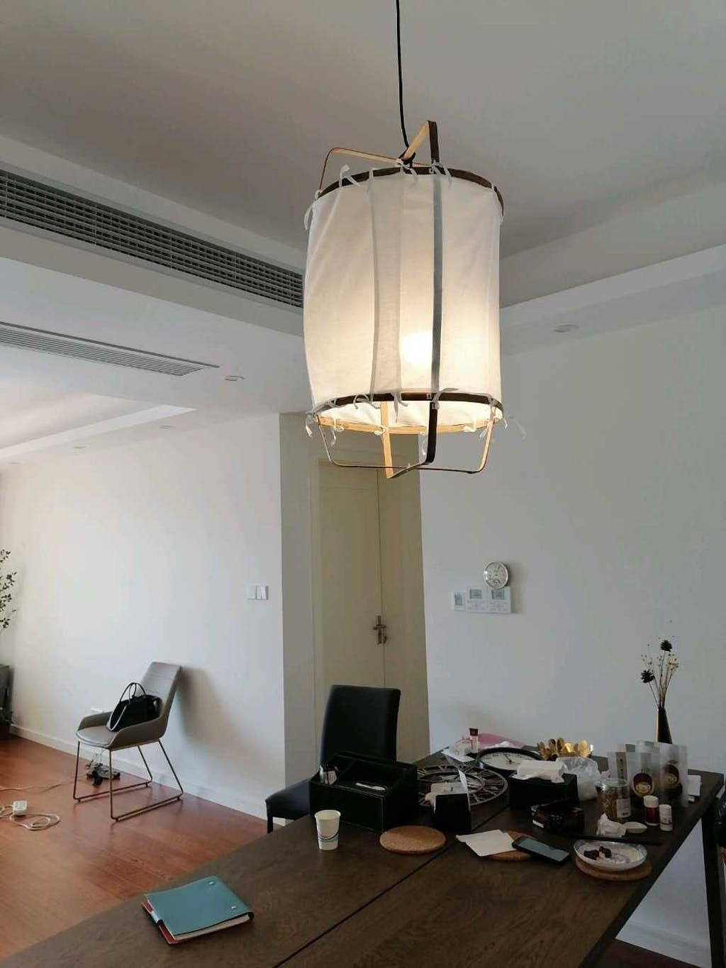 Hanglamp Bohemian met Stoffen Kap en Bamboe Frame