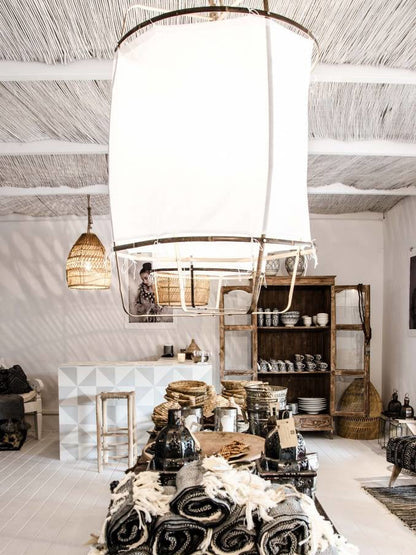 Hanglamp Bohemian met Stoffen Kap en Bamboe Frame