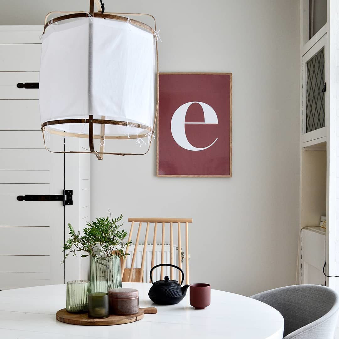 Hanglamp Bohemian met Stoffen Kap en Bamboe Frame