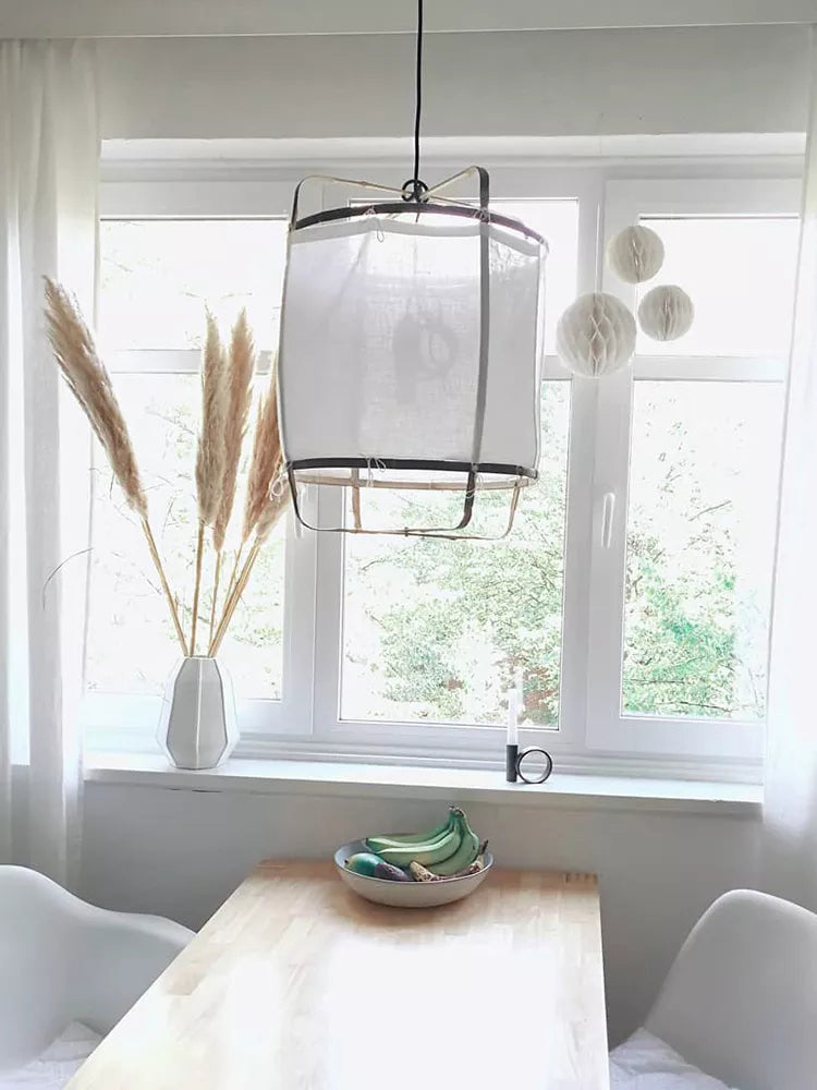 Hanglamp Bohemian met Stoffen Kap en Bamboe Frame