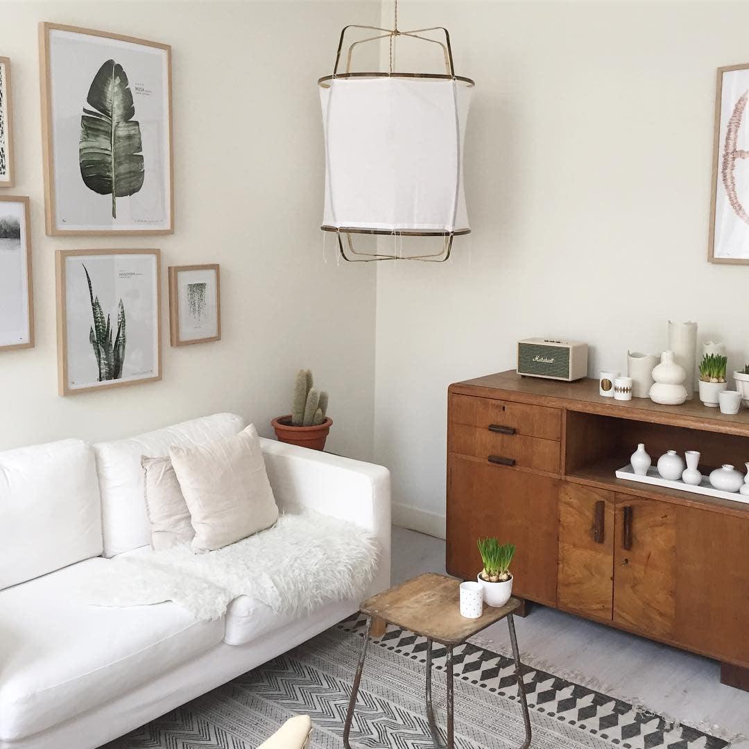 Hanglamp Bohemian met Stoffen Kap en Bamboe Frame
