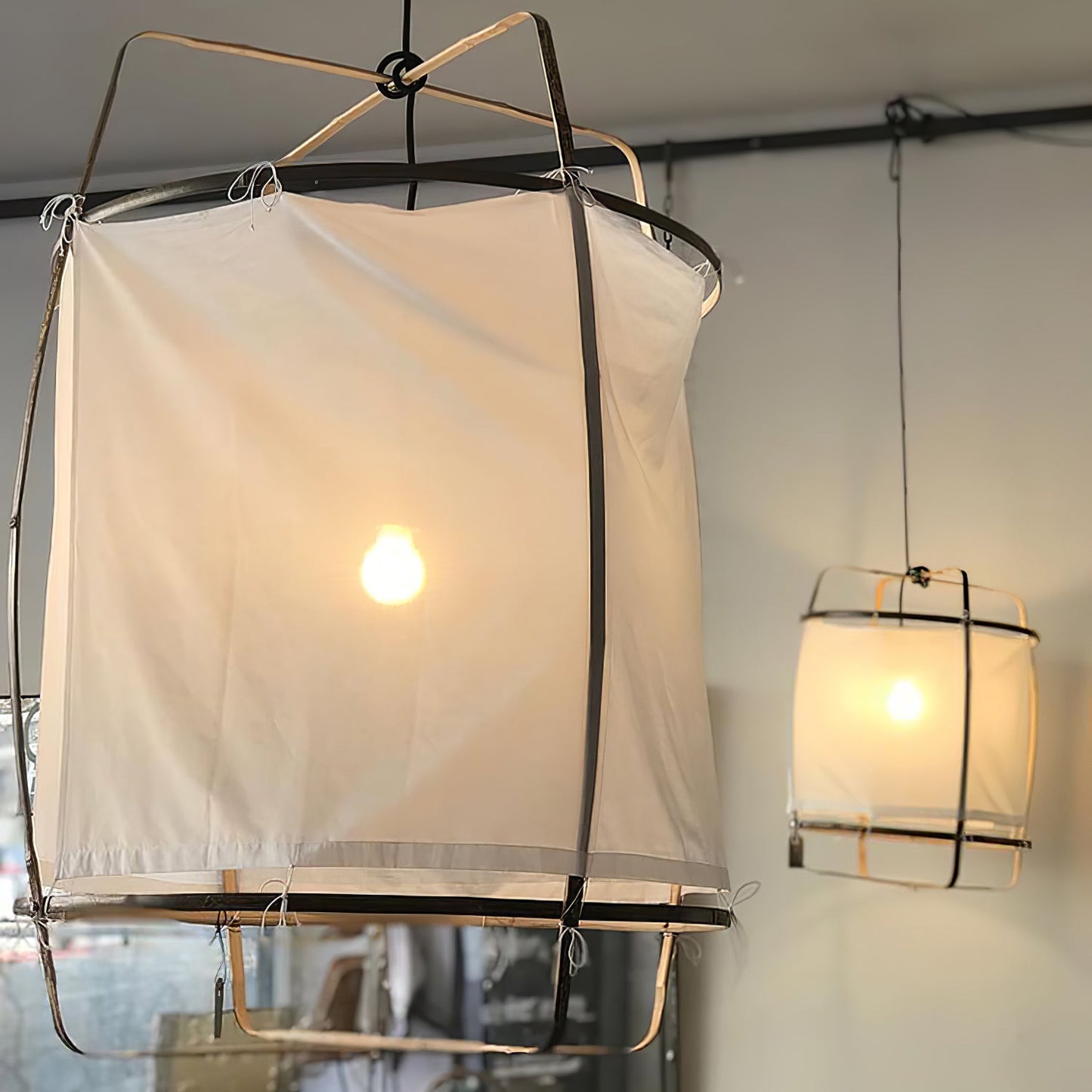 Hanglamp Bohemian met Stoffen Kap en Bamboe Frame