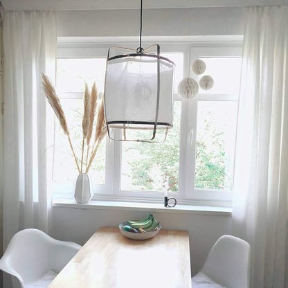 Hanglamp Bohemian met Stoffen Kap en Bamboe Frame