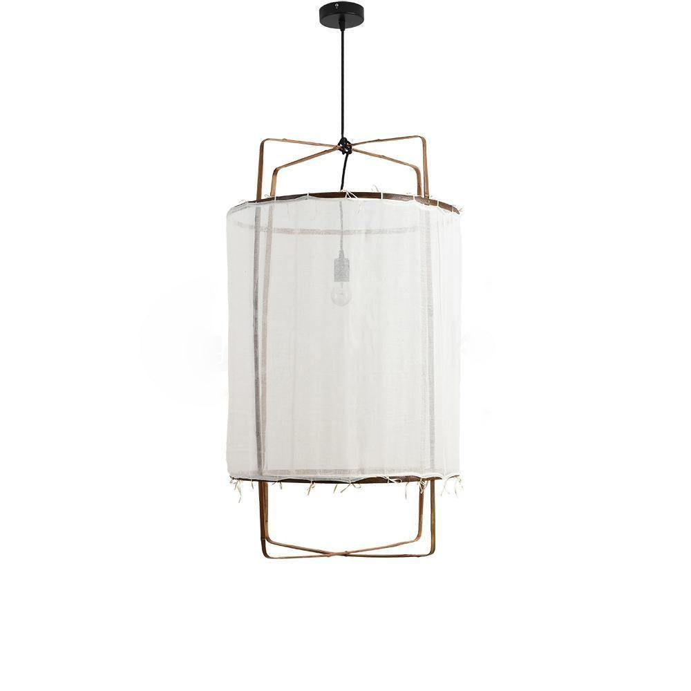 Hanglamp Bohemian met Stoffen Kap en Bamboe Frame