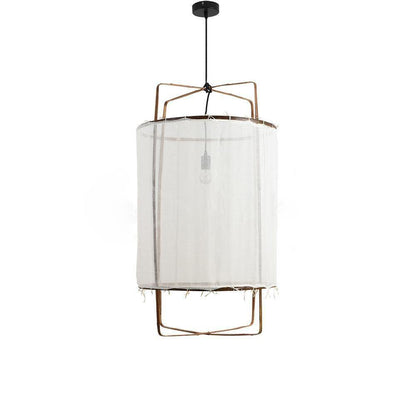 Hanglamp Bohemian met Stoffen Kap en Bamboe Frame