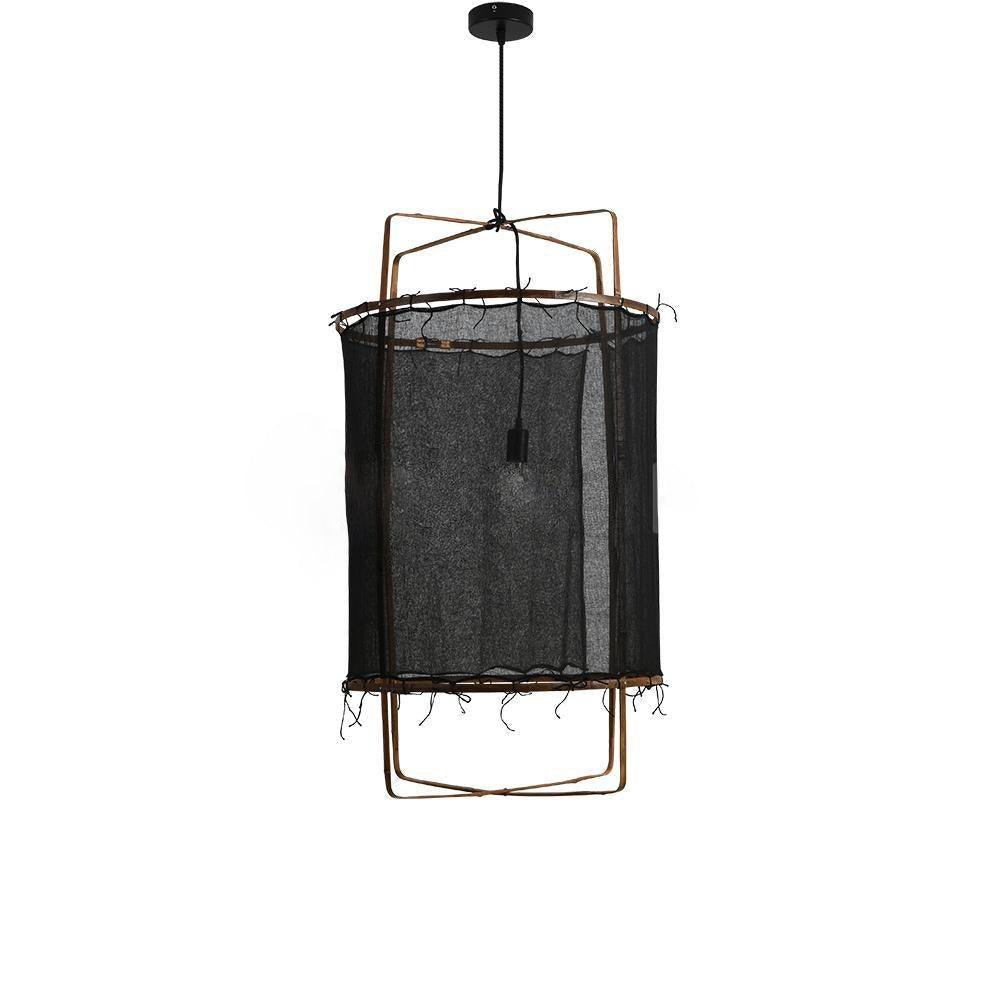 Hanglamp Bohemian met Stoffen Kap en Bamboe Frame