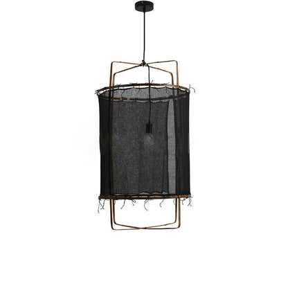 Hanglamp Bohemian met Stoffen Kap en Bamboe Frame
