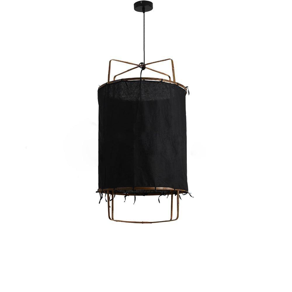 Hanglamp Bohemian met Stoffen Kap en Bamboe Frame
