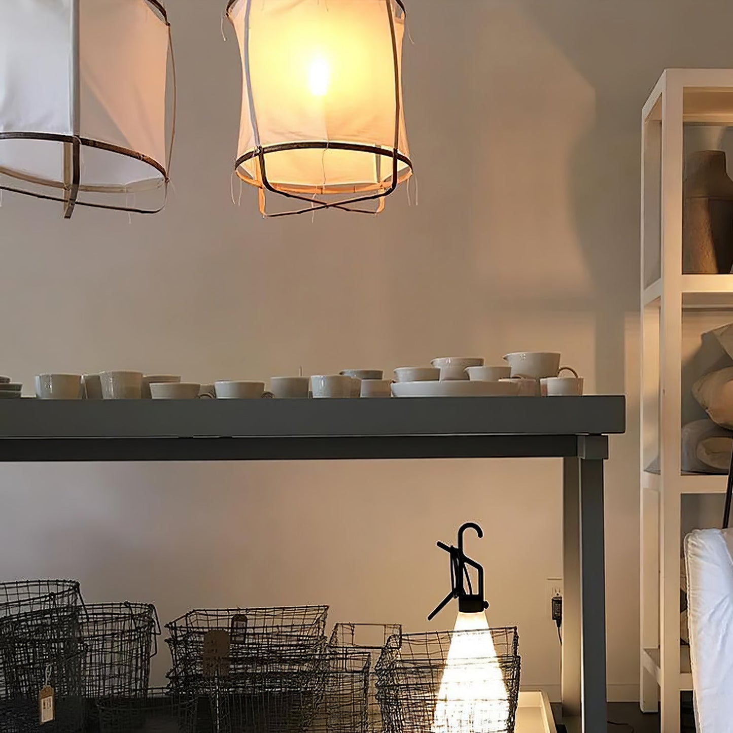 Hanglamp Bohemian met Stoffen Kap en Bamboe Frame
