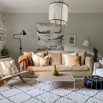 Hanglamp Bohemian met Stoffen Kap en Bamboe Frame