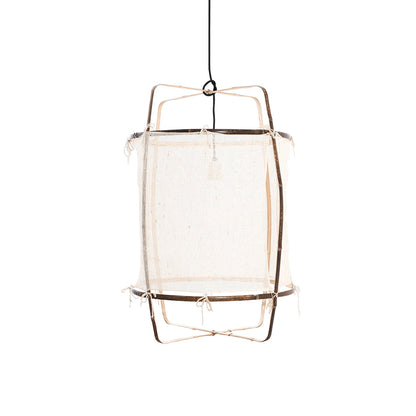 Hanglamp Bohemian met Stoffen Kap en Bamboe Frame