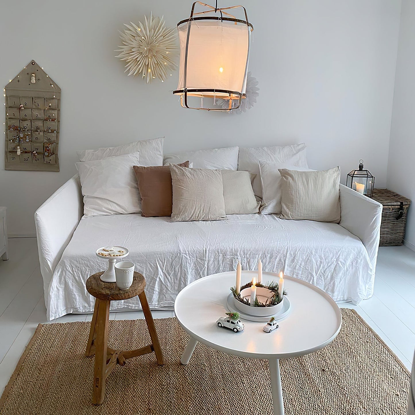 Hanglamp Bohemian met Stoffen Kap en Bamboe Frame