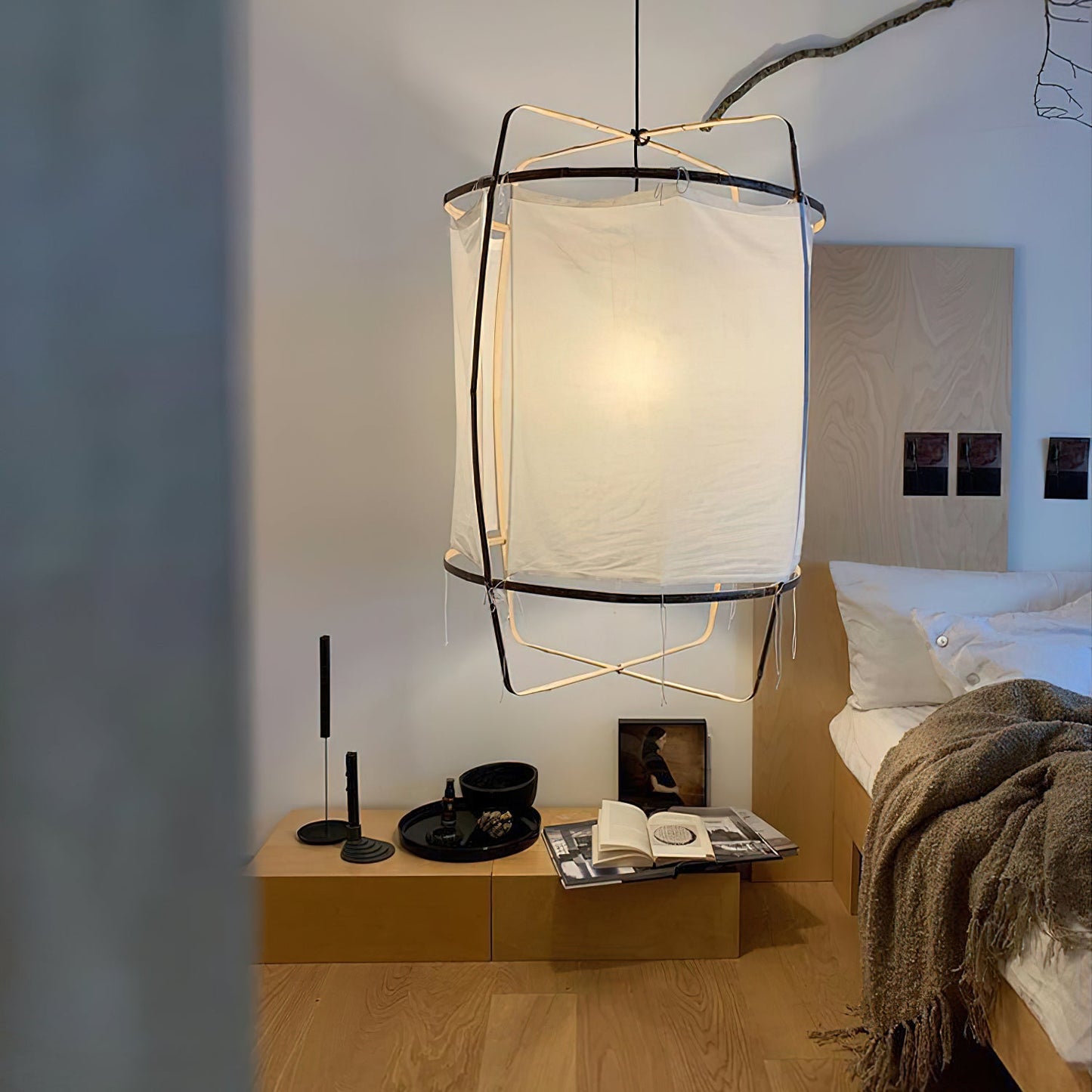 Hanglamp Bohemian met Stoffen Kap en Bamboe Frame ##POS:82##