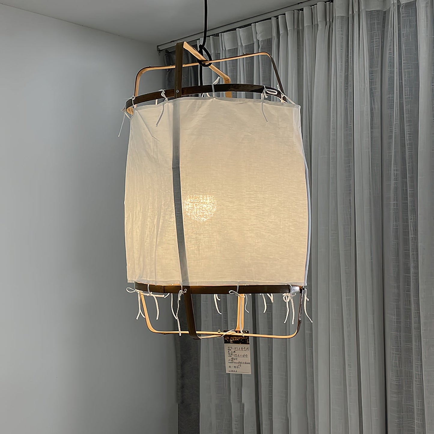 Hanglamp Bohemian met Stoffen Kap en Bamboe Frame