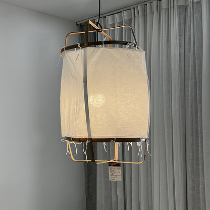 Hanglamp Bohemian met Stoffen Kap en Bamboe Frame