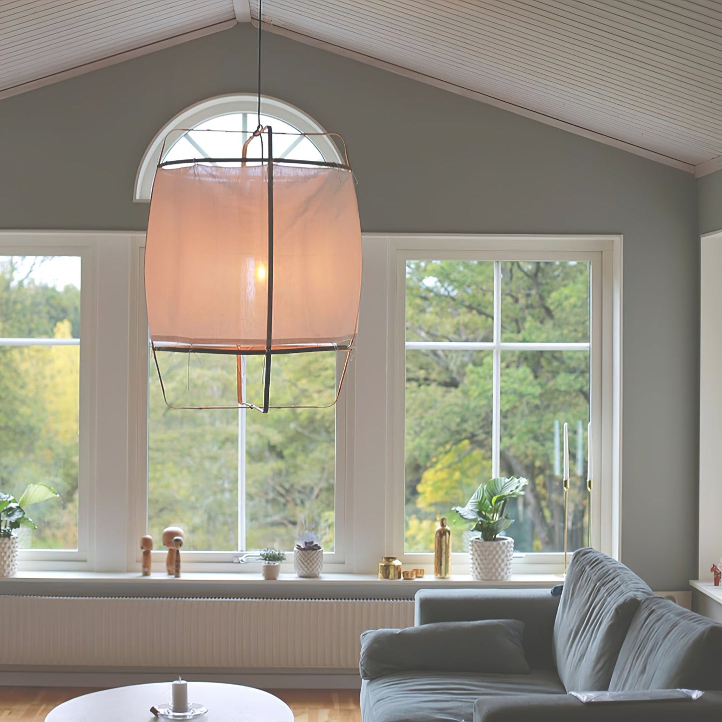 Hanglamp Bohemian met Stoffen Kap en Bamboe Frame